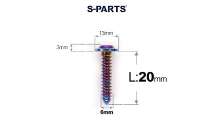 SPARTS M6 Titanium Flanged Button Head Self-Tapping Bolt D13