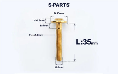 SPARTS M6×8–45mm D15 Titanium Button Head Bolts for Motorcycles