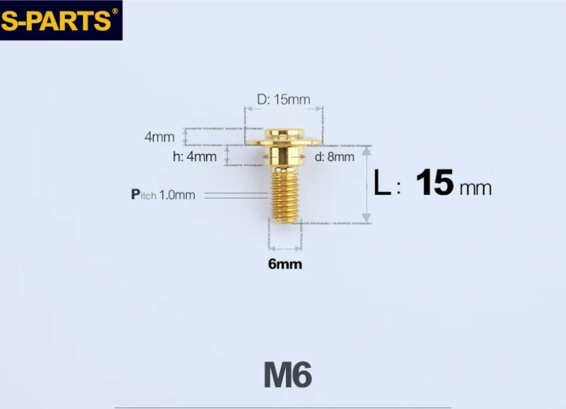 SPARTS M6 Titanium Shoulder Bolts for Motorcycle Brake Discs