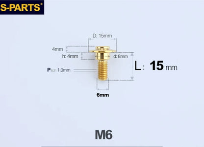 SPARTS M6 Titanium Shoulder Bolts for Motorcycle Brake Discs