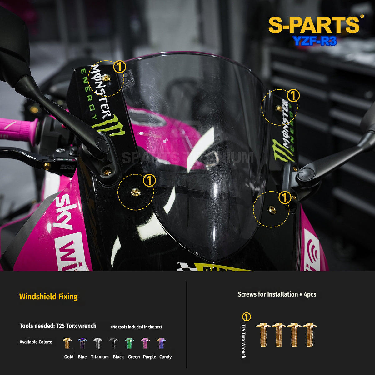 SPARTS Titanium Front End and Brake Fastener Kit for Yamaha YZF-R3