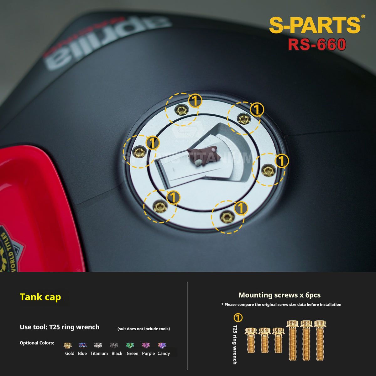 S-PARTS Titanium Complete Bolts Hardware Kit for Aprilia RS660 (2021+)