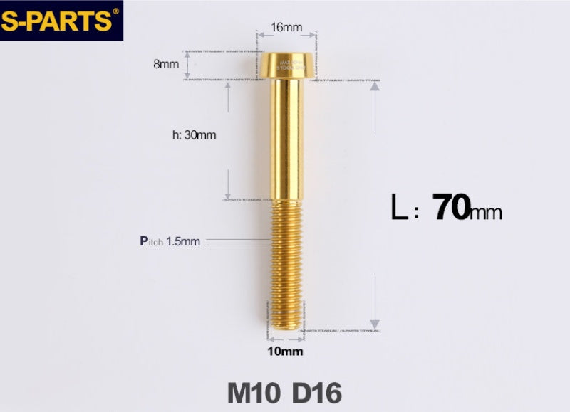 SPARTS Titanium Anti-Theft Fasteners M10×L20-80 D16 P1.5 – Brake Caliper Locking Screw for Motorcycle