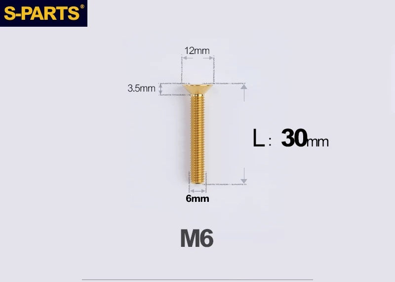SPARTS M6×10–65mm Titanium Torx Countersunk Bolts for Motorcycle Frames