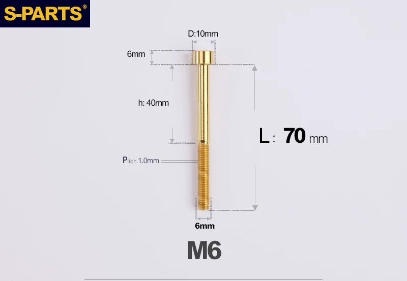 SPARTS M6×30–70mm Titanium Socket Head Cap Screws for Motorcycles