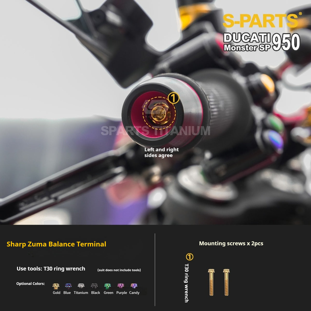 SPARTS Titanium Bolt Kit for Ducati New Monster SP 950 – CNC Titanium Upgrade Kit