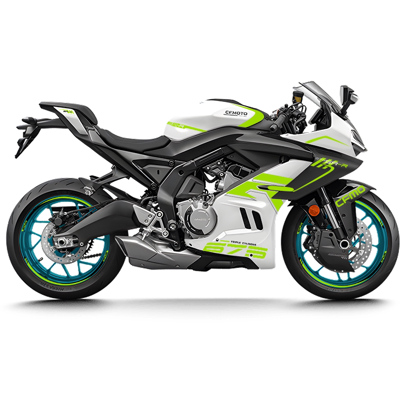 CFMOTO 675SR Violet Graphic Decal Kit Motorcycle Body & Rim Stickers — White Motorcycle