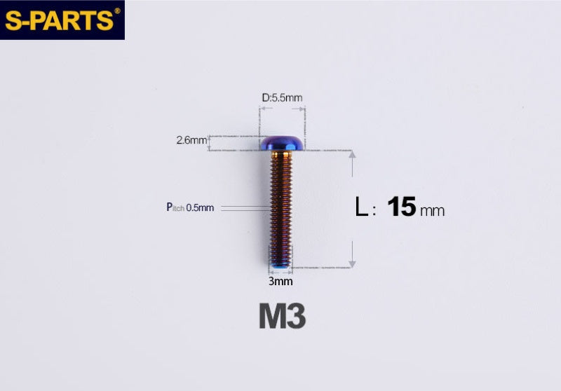 S-PARTS M3 A2 Truss Head Titanium Bolts for Bicycle Brakes & Components (L6-L15)