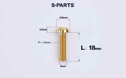 SPARTS A2 M5 Titanium Button Head Bolts for Bicycle Brake Caliper Upgrades Ultra-Light Fasteners