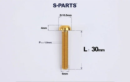 SPARTS M6×8–35mm Titanium Button Head Bolts for Bicycle Brake Calipers