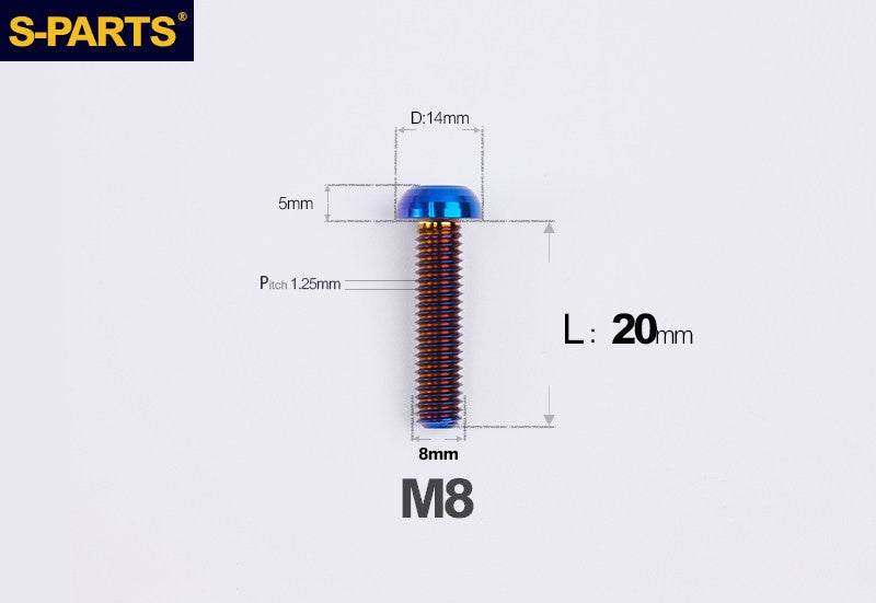 S-PARTS M8 A2 Series TC4 Titanium Bolts – Button Head Fasteners for Bicycle & E-Bike Upgrades