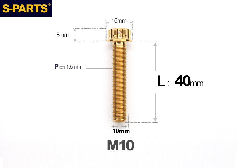 SPARTS M10 P1.5 L15-120 A3 Series Titanium Bolt – Standard Head
