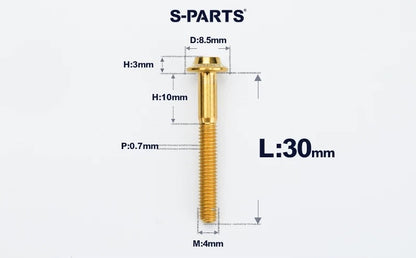 SPARTS M4✖️6–30mm D8.5 Titanium Torx Flanged Button Head Bolts