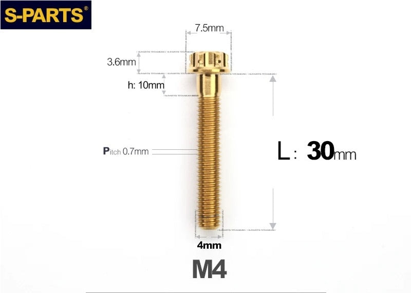 SPARTS M4 ×6 –50mm Titanium Torx Flange Head Bolts