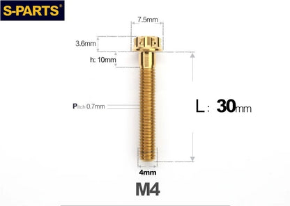 SPARTS M4 ×6 –50mm Titanium Torx Flange Head Bolts