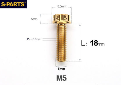 SPARTS M5×6-95mm Standard Head Screw Titanium Bolt for Motorcycle Modification