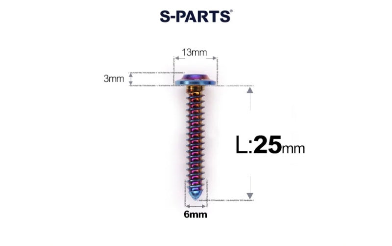 SPARTS M6 Titanium Flanged Button Head Self-Tapping Bolt D13