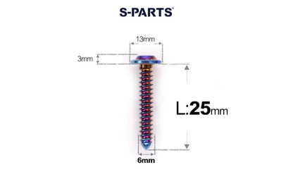 SPARTS M6 Titanium Flanged Button Head Self-Tapping Bolt D13