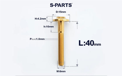 SPARTS M6×8–45mm D15 Titanium Button Head Bolts for Motorcycles