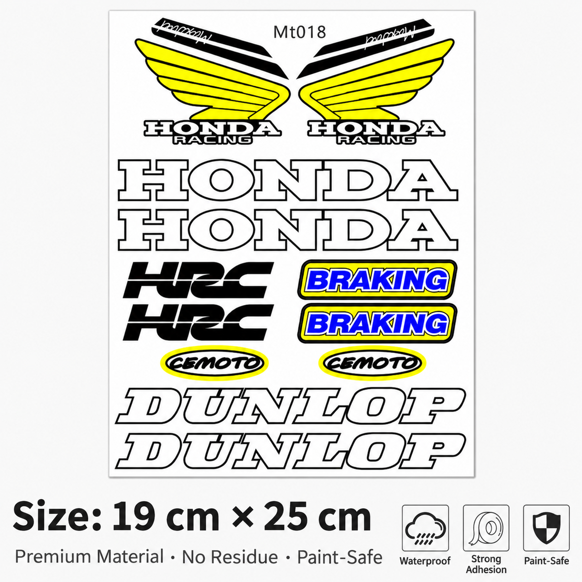 Honda HRC CBR SHOWA Motorcycle Decals Waterproof Body & Helmet Stickers