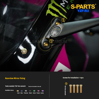 Yamaha YZF-R3 Titanium Bolts for Windscreen, Mirrors & Handlebars | SPARTS