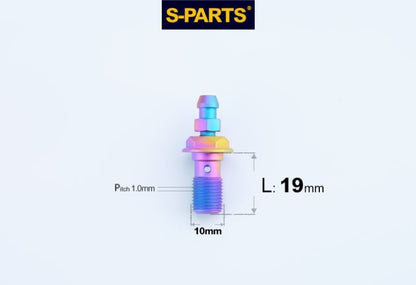 SPARTS M10 Single-Hole Banjo Bolt with Bleeder – Hex Head Titanium Bolt P1.0 / P1.25 for Motorcycles & Bicycles