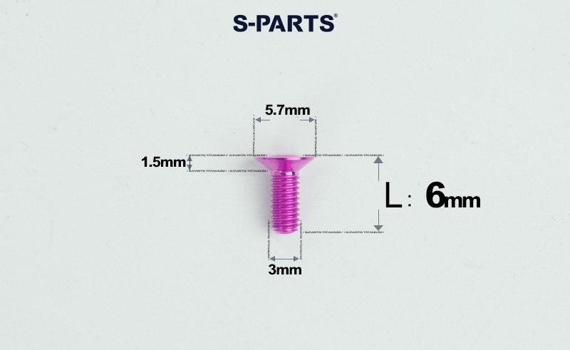 SPARTS Series M3 L6-30 Countersunk Titanium Bolt for motocycle