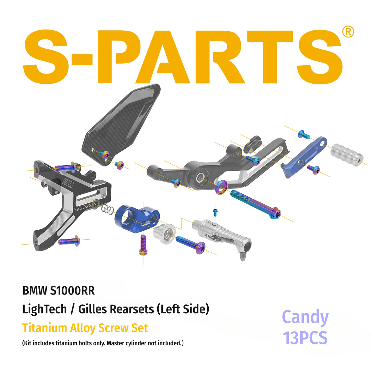 SPARTS BMW S1000RR Titanium Rearset Bolt Kit for LighTech / Gilles Tooling