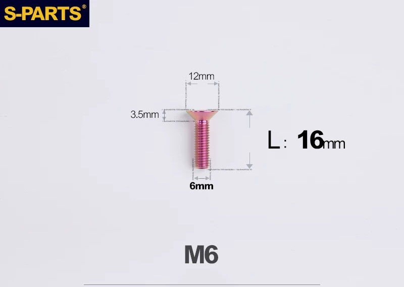 SPARTS M6×10–65mm Titanium Torx Countersunk Bolts for Motorcycle Frames