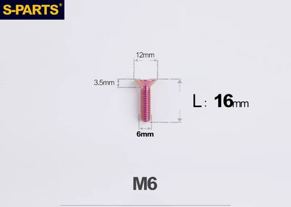 SPARTS M6×10–65mm Titanium Torx Countersunk Bolts for Motorcycle Frames