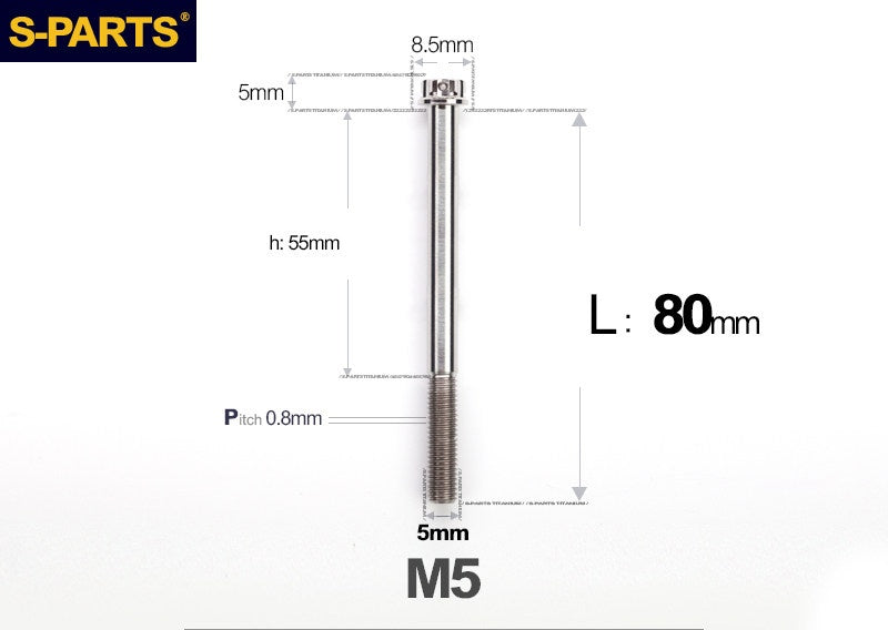SPARTS M5×6-95mm Standard Head Screw Titanium Bolt for Motorcycle Modification