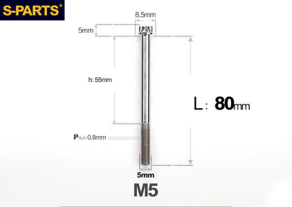 SPARTS M5×6-95mm Standard Head Screw Titanium Bolt for Motorcycle Modification