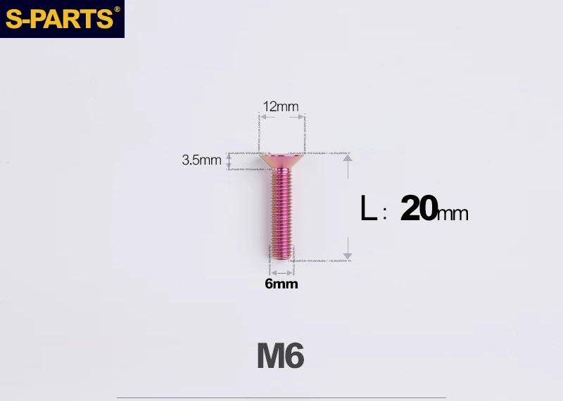SPARTS M6×10–65mm Titanium Torx Countersunk Bolts for Motorcycle Frames