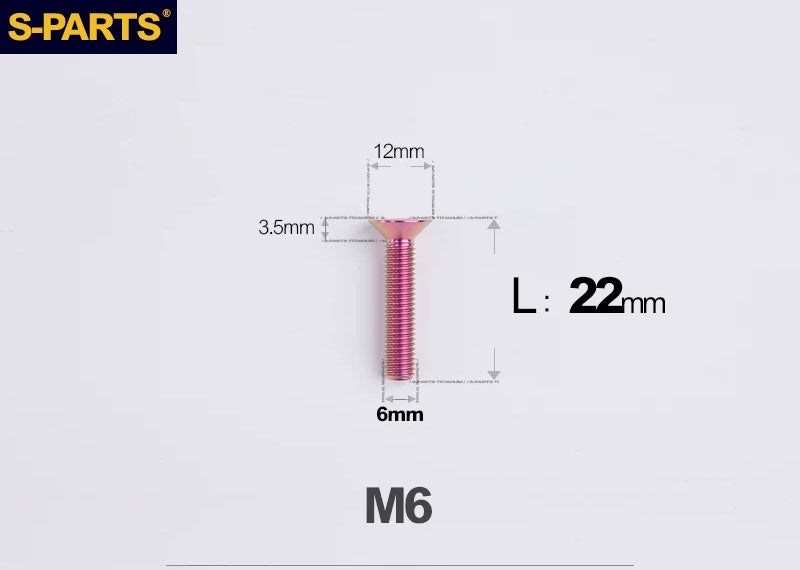SPARTS M6×10–65mm Titanium Torx Countersunk Bolts for Motorcycle Frames