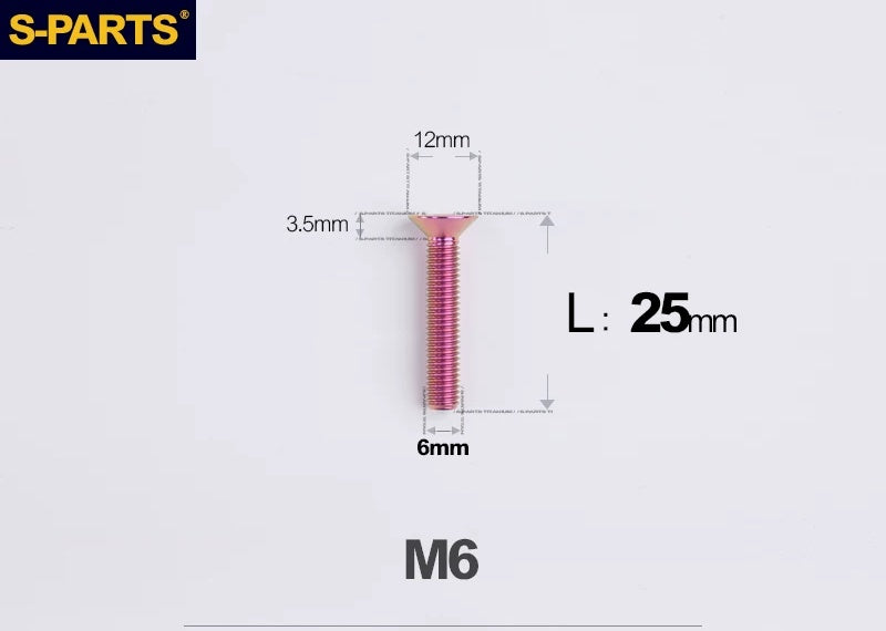 SPARTS M6×10–65mm Titanium Torx Countersunk Bolts for Motorcycle Frames