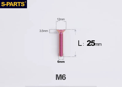 SPARTS M6×10–65mm Titanium Torx Countersunk Bolts for Motorcycle Frames