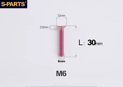 SPARTS M6×10–65mm Titanium Torx Countersunk Bolts for Motorcycle Frames