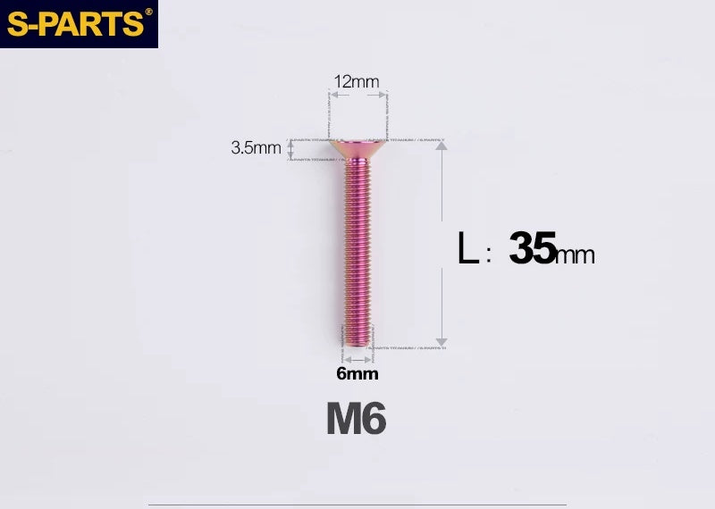 SPARTS M6×10–65mm Titanium Torx Countersunk Bolts for Motorcycle Frames