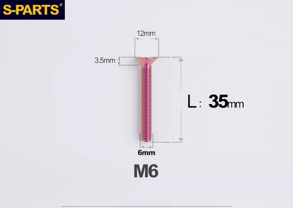 SPARTS M6×10–65mm Titanium Torx Countersunk Bolts for Motorcycle Frames