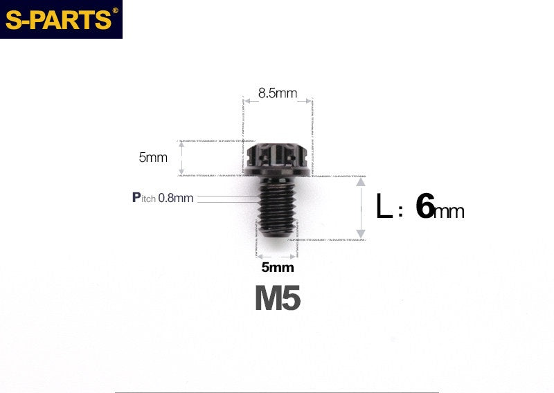 SPARTS M5×6-95mm Standard Head Screw Titanium Bolt for Motorcycle Modification