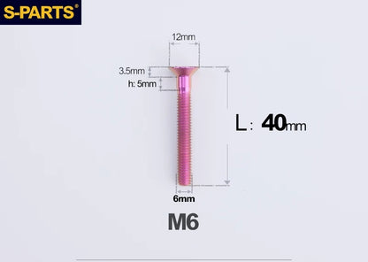 SPARTS M6×10–65mm Titanium Torx Countersunk Bolts for Motorcycle Frames
