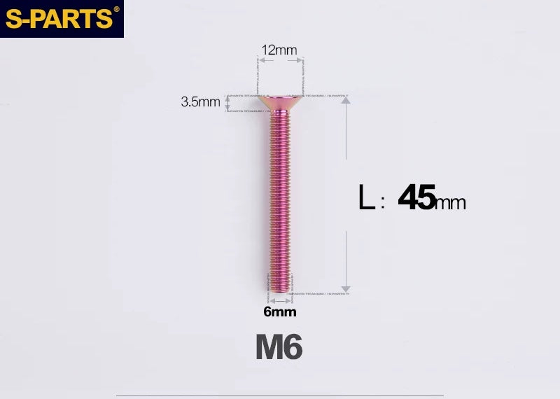 SPARTS M6×10–65mm Titanium Torx Countersunk Bolts for Motorcycle Frames