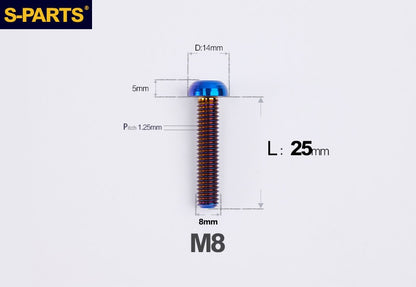 S-PARTS M8 A2 Series TC4 Titanium Bolts – Button Head Fasteners for Bicycle & E-Bike Upgrades