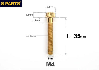 SPARTS M4 ×6 –50mm Titanium Torx Flange Head Bolts