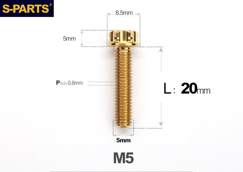 SPARTS M5×6-95mm Standard Head Screw Titanium Bolt for Motorcycle Modification