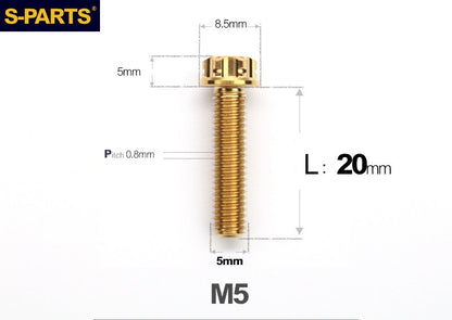 SPARTS M5×6-95mm Standard Head Screw Titanium Bolt for Motorcycle Modification