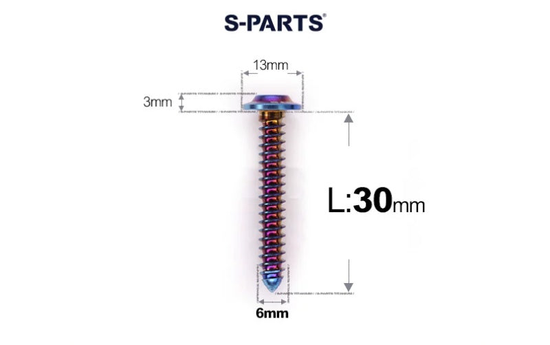 SPARTS M6 Titanium Flanged Button Head Self-Tapping Bolt D13