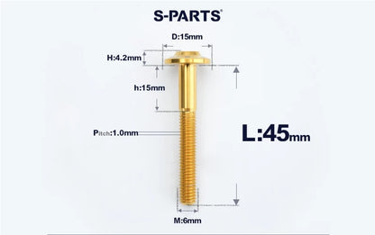 SPARTS M6×8–45mm D15 Titanium Button Head Bolts for Motorcycles