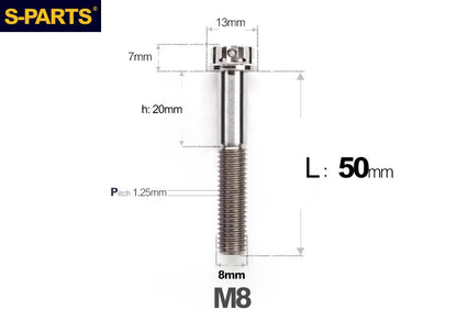 SPARTS M8 A3 Titanium Bolts TC4 Standard Head Fasteners