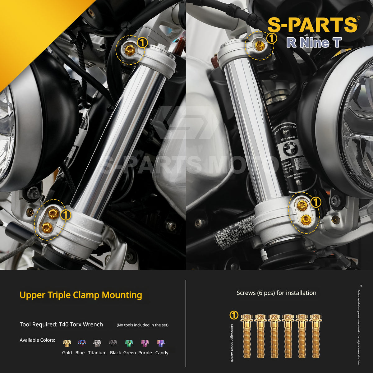 S-PARTS Premium Titanium Braking & Handling Upgrade Kit for BMW R nineT